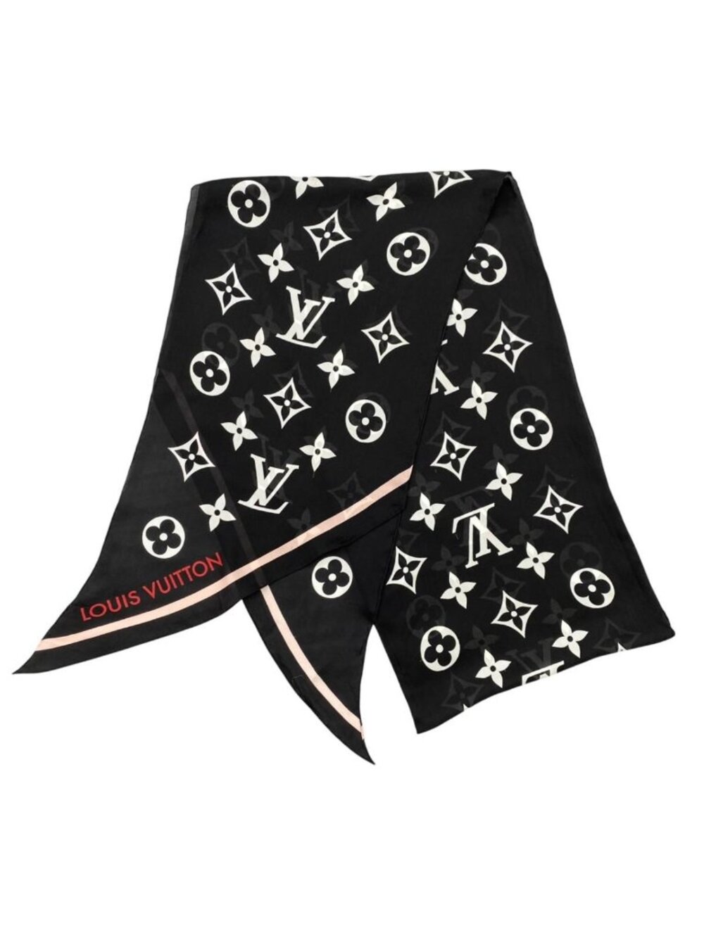 Louis Vuitton Silk Scarf Etole LV Idylle Monogram Noir Black Pink - Picture 1 of 10